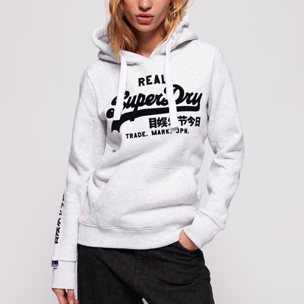 Vintage Logo Emboss Flock Hoodie ICE MARL